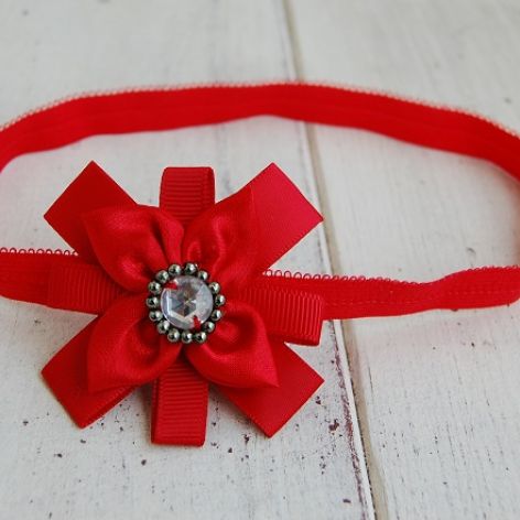 Opaska niemowlęca - "Elegancja w czerwieni"