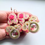 Hot Pink Flower kolczyki sutaszowe - 