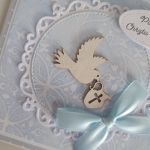 Kartka na Chrzest Święty gołabek błękitna - Kartka na Chrzest Święty gołabek błękitna