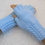  REZERWACJA rękawiczki mitenki z warkoczem  - na drutach