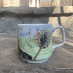 Porcelanowy kubek ręcznie malowany Kot w dmuchawcach  - 