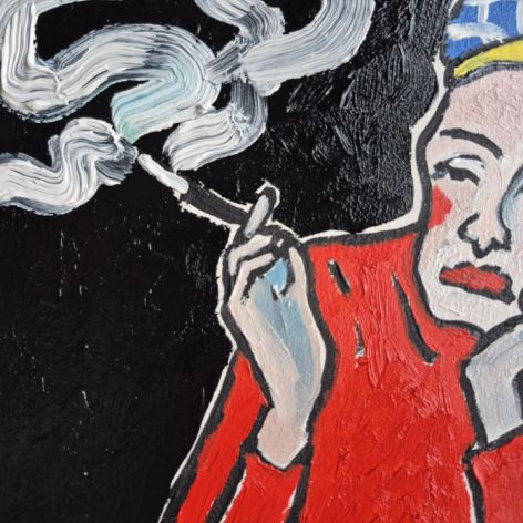 obraz olejny myśli unoszą się wolniej niż dym