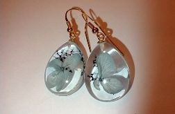 Łzy lata VIII - kolczyki z żywicy i pozłacanego srebra