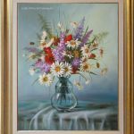 Kwiaty Margaretki,ręcznie malowany, olej - na prezent
