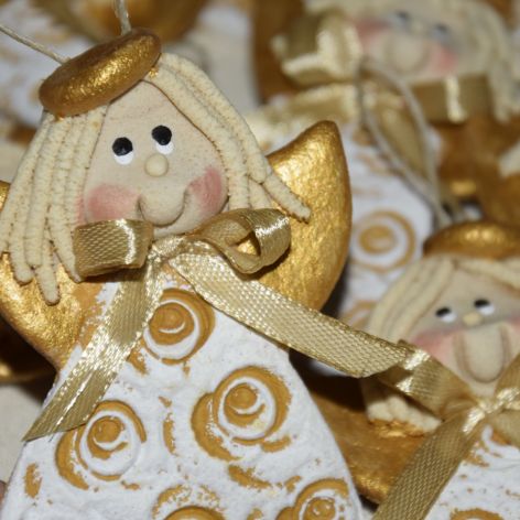 świątecznie - aniołki z masy solnej, prezent dla gości, ozdoba choinki