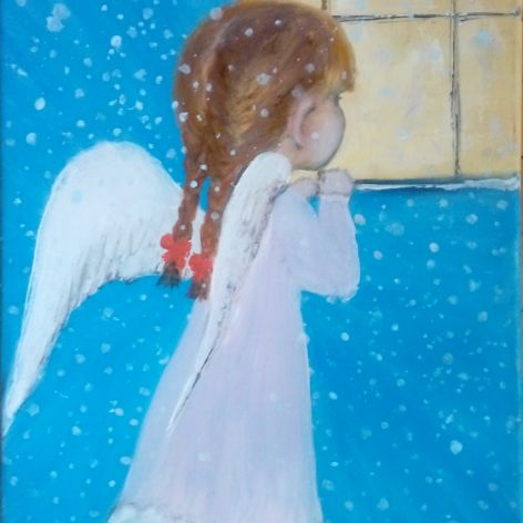 Aniołek II, obraz olejny na płótnie