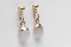 Delikatne kolczyki Amour pozłacane z Kwarcem różowym