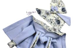 Komplet bluza z uszkami czapka chustka błękit r.68/74