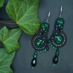 kolczyki sutasz soutache czarno zielone - 