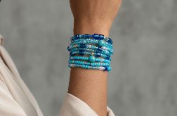 Ekskluzywny Zestaw Bransoletek Beaded w Odcieniach Oceanu - Howlit, Hematyt i Szkło