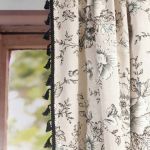 Zasłona gotowa na tunel lniana boho z frędzlami kwiaty SHABBY 150/240cm - 