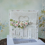 Kartka ślubna "Serce w różach" v.2 - kartka z paskami 1b