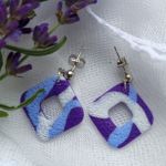 "Lotis II" - kolczyki z gliny polimerowej. - w odcieniach fioletu