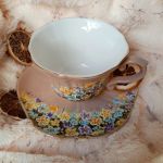 Runo kwiatowe ręcznie malowany komplet - ręcznie malowane