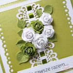 Kartka NA ZAWSZE RAZEM z limonkowymi różami - Kartka ślubna z limonkowo-białymi różami