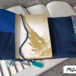 Otulacz / etui na książkę ~ szafirowy boho - 