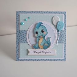 Personalizowana kartka na roczek dinozaur