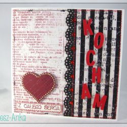 Kartka na Walentynki z napisem KOCHAM