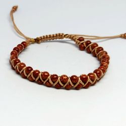 Bransoletka makrama boho brązowa z Piaskiem pustyni dwurzędowa Bransoletka makrama boho brązowa z Piaskiem pustyni dwurzędowa