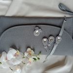 Biżuteria wizytowa soutache kopertówka siwa - torebka na ślub