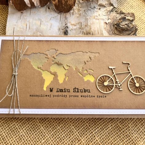 011,kartka na ślub w szczęśliwą podróż z rowerem