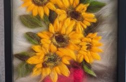 Bukiet słoneczników - filcem malowany