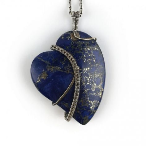 Duży srebrny wisiorek z lapis lazuli. Srebro