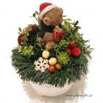 Stroik dekoracja Boże Narodzenie Miś z prezentem - Mikołaj miś na prezent