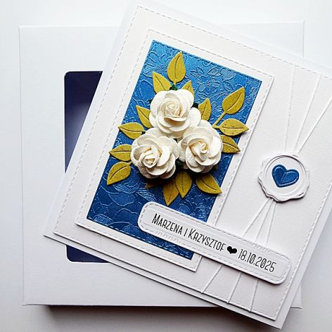Kartka na ślub z różami handmade elegancka 
