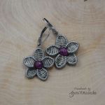 KWIATY kolczyki rubin, wire wrapping - 