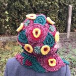 Komplet freeform crochet bordo, zieleń - 