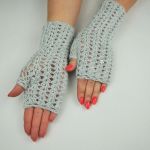 RĘKAWICZKI MITENKI HANDMADE KASZMIR SZARE - 