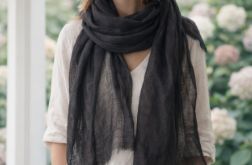 SZAL SZALIK LNIANY MGIEŁKA CZARNY FELTMONDO