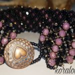 Blady róż z czernią - mankiecik - Blady róż z czernią