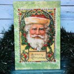 Obrazek - Święty Mikołaj - Boże Narodzenie - Obrazek był postarzany, wycierany na krawędziach, żeby nadać mu stylu vintage
