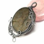 Srebrny wisior z labradorytem żółtym - Sterling Silver wire wrapped pendant with Labradorite gift for her gift for mom, perfect present wire wrapped handcrafted jewelry for women