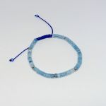 Bransoletka BOHO makrama z naturalnym Akwamarynem slim - 