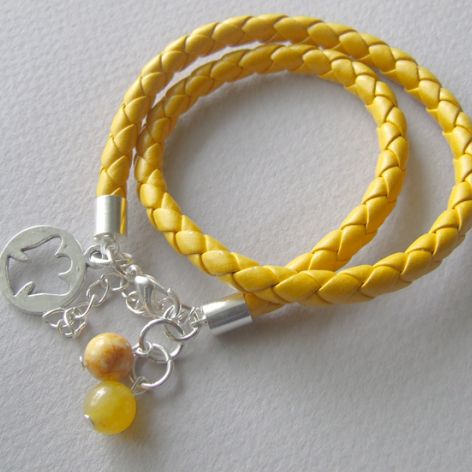 Żółta pleciona z kamieniami