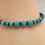 Bransoletka BOHO makrama z naturalnymi turkusami slim - 