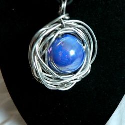 Porcelanowa kula w srebrym oplocie, okazałay wisior hand made