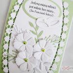 Kartka ŚLUBNA biało-zielona z cytatem - Biało-zielona pamiątka ślubu z kwiatami