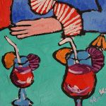 Obraz  fowizm dama babcia z drinkiem - 