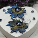 Komplet biżuterii "liść klonu" niebieski - kolczyki liście