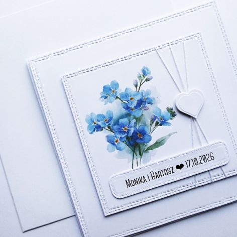 Wyjątkowa kartka ślubna z niezapominajkami