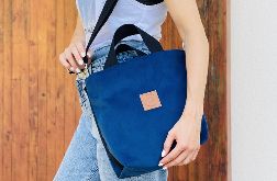 Torba shopper z weluru "Mili Basic" - granatowa