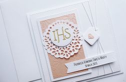 Subtelna ręcznie robiona kartka na Komunię