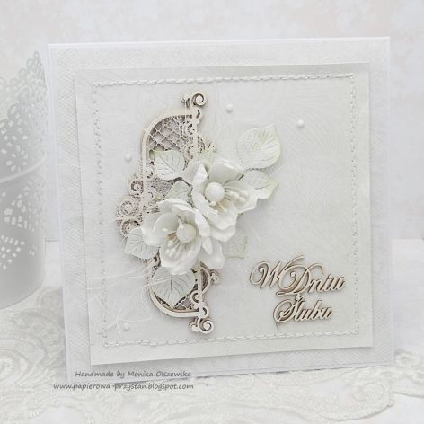 Ślubna biel i kwiaty - komplet z pudełkiem