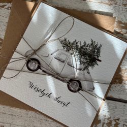 Kartka na Boże Narodzenie z autem