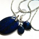 Lapis lazuli z pirytem, wisiorek, kolczyki  - 