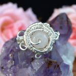 Srebrny pierścionek z kwarcem różowym wire - Sterling Silver ring with pink Quartz / wire wrapped  / jewellery for women size 6 US